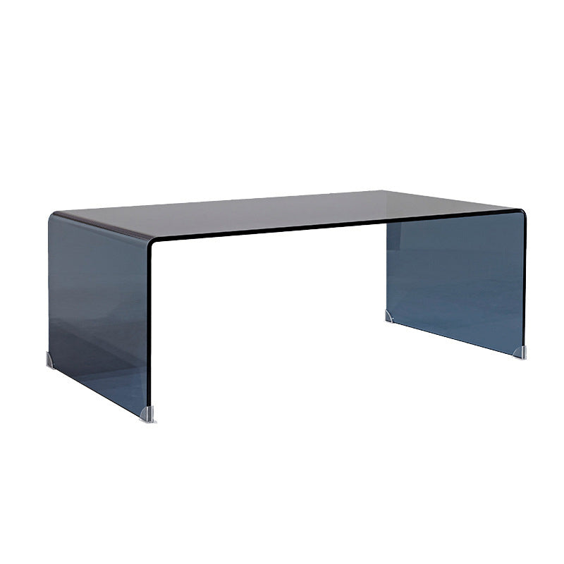 Sled Single Coffee Table Glass Modern Black/White Open Shelf Cocktail Table Black Clearhalo 'Coffee & Accent Tables' 'Coffee Tables' 'coffee_tables' 'furn' 'furn_coffee_tables' 'Furniture' 'furniture_coffee_tables' 'Living Room Furniture' 5046214