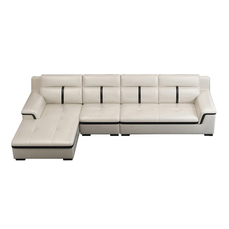 Gorgeous Style Seating White Black Sofa with Pillow Back Sofa 126"L x 67"W x 35"H Left Clearhalo 'furn' 'furn_sectionals' 'Furniture' 'furniture_sectionals' 'Living Room Furniture' 'Sectionals' 5046390