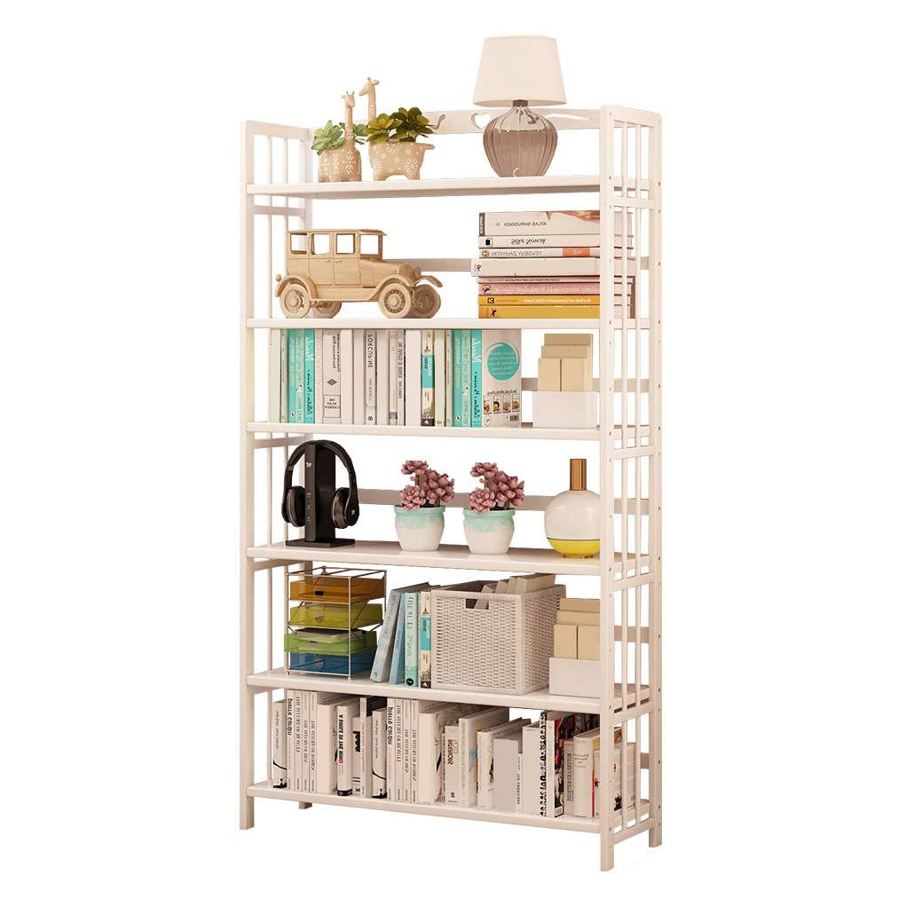 White Manufactured Etagere Bookshelf Modern Open Vertical Bookcase 35.4"L x 9.8"W x 66.9"H Clearhalo 'Bookcases' 'furn' 'furn_bookcases' 'Furniture' 'furniture_bookcases' 'Office Furniture' 5047513