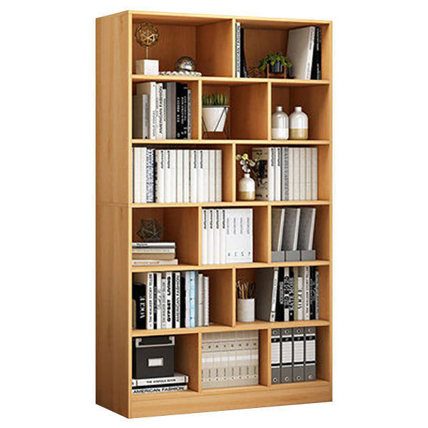 Closed Back Bookcase Contemporary Style Bookshelf for Home Office Study Room 31.5"L x 9.4"W x 70.5"H Natural Clearhalo 'Bookcases' 'furn' 'furn_bookcases' 'Furniture' 'furniture_bookcases' 'Office Furniture' 5047675
