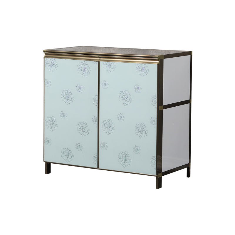 Modern White Metal Sideboard Tempered Glass Doors Cabinets Dining Server for Living Room https: res.litfad.com site img item 2022 06 21 5048141 1200x1200.jpg Metal Clearhalo 'buffet_sideboard' 'Buffets & Sideboards' 'furn' 'furn_buffet_sideboard' 'Furniture' 'furniture_buffet_sideboard' 'Kitchen & Dining Furniture' 5048137