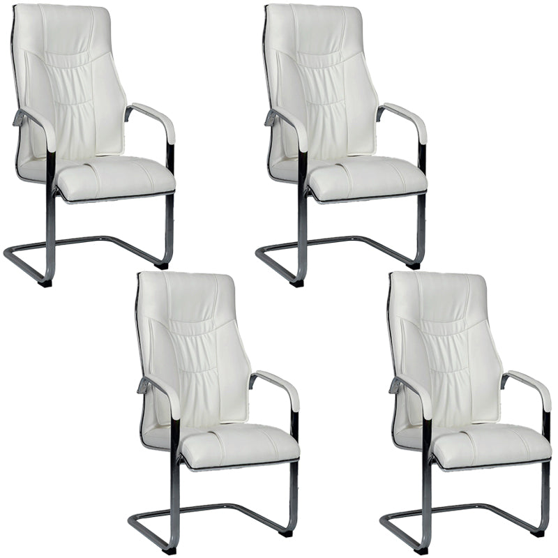 Faux Leather Task Chair Modern High Back Office Chair with Fixed Arms White 4 Piece Set Clearhalo 'furn' 'furn_office_chair' 'Furniture' 'furniture_office_chair' 'Office Chairs' 'Office Furniture' 'office_chair' 5048378