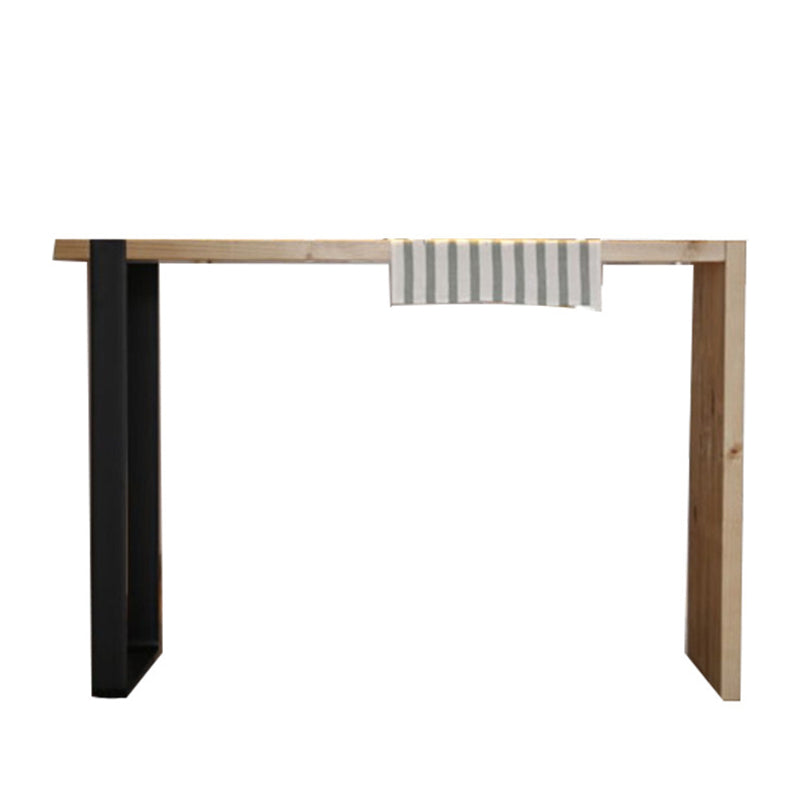 Living Room Rectangle Wood Top Counter Table Wood and Metal Pedestal Modern Bar Table Without Chairs Clearhalo 'Bar Furniture' 'Bar Tables' 'bar_tables' 'furn' 'furn_bar_tables' 'Furniture' 'furniture_bar_tables' 'Kitchen & Dining Furniture' 5051788