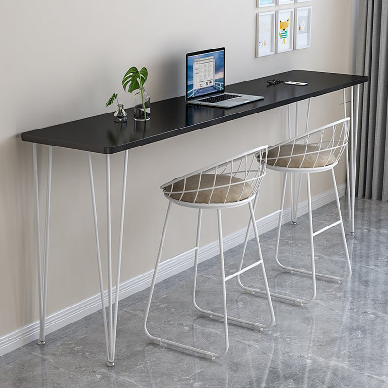 Wood Bar Dining Table Modern Rectangle Bar Table with 4 Legs Pedestal for Milk Tea Shop White Black Clearhalo 'Bar Furniture' 'Bar Tables' 'bar_tables' 'furn' 'furn_bar_tables' 'Furniture' 'furniture_bar_tables' 'Kitchen & Dining Furniture' 5051895