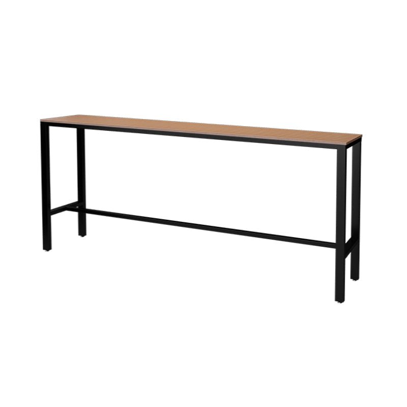 Wood Bar Dining Table Industrial Rectangle Bar Table with Trestle for Milk Tea Shop 94.5"L x 15.7"W x 41.3"H Without Chairs Clearhalo 'Bar Furniture' 'Bar Tables' 'bar_tables' 'furn' 'furn_bar_tables' 'Furniture' 'furniture_bar_tables' 'Kitchen & Dining Furniture' 5051928