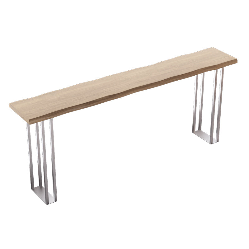 Pine Wood Bar Dining Table Modern Rectangle Bar Table with Double Pedestal for Balcony Without Chairs Clearhalo 'Bar Furniture' 'Bar Tables' 'bar_tables' 'furn' 'furn_bar_tables' 'Furniture' 'furniture_bar_tables' 'Kitchen & Dining Furniture' 5051972
