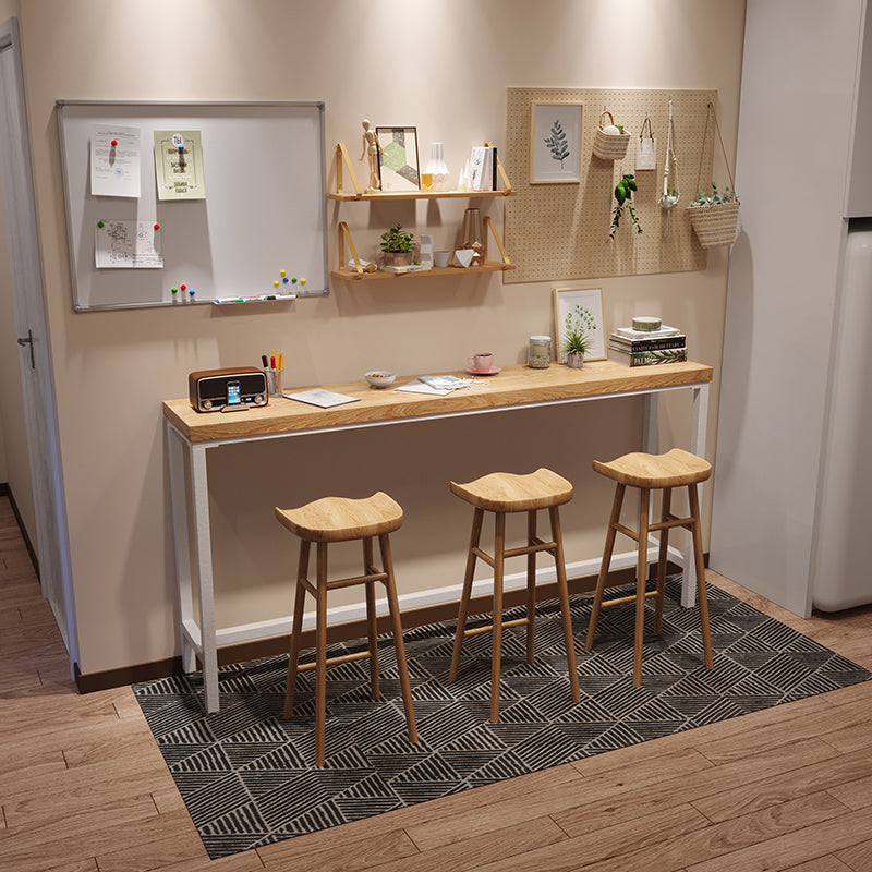 Pine Wood Bar Dining Table Modern Rectangle Bar Table with Trestle for Dining Room 70.9"L x 15.7"W x 41.3"H Without Chairs Clearhalo 'Bar Furniture' 'Bar Tables' 'bar_tables' 'furn' 'furn_bar_tables' 'Furniture' 'furniture_bar_tables' 'Kitchen & Dining Furniture' 5052007