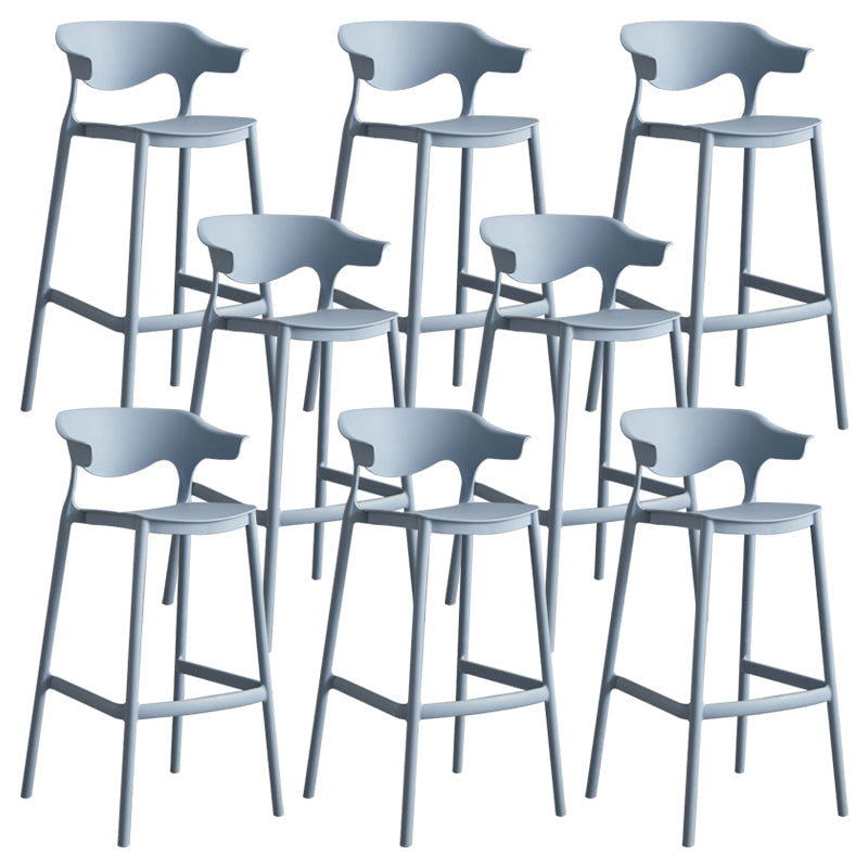 Modern Style Stackable Bar-stool Plastic Counter Bar Stool for Home Light Blue 8 Piece Set Clearhalo 'Bar Furniture' 'Bar Stools' 'bar_stools' 'furn' 'furn_bar_stools' 'Furniture' 'furniture_bar_stools' 'Kitchen & Dining Furniture' 5052229