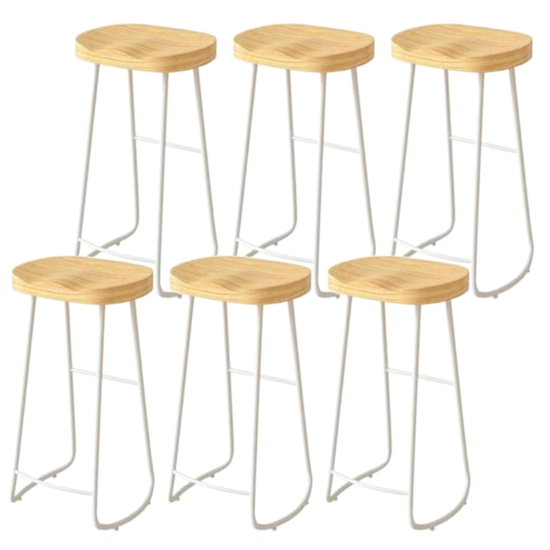 Modern Backrest Counter Stool Iron Milk Tea Shop Bar Stool with Wooden Seat and Pedal White 6 Piece Set Bar Stool(33"H) Clearhalo 'Bar Furniture' 'Bar Stools' 'bar_stools' 'furn' 'furn_bar_stools' 'Furniture' 'furniture_bar_stools' 'Kitchen & Dining Furniture' 5052338
