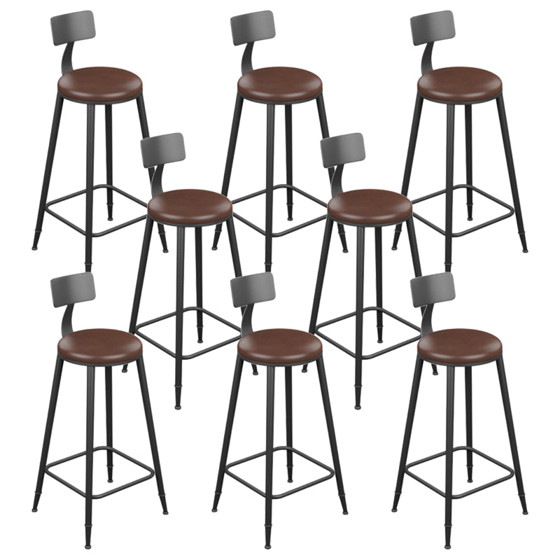 Industrial Armless Counter Stool Steel Cafe Bar Stool with Leather Cushion and Pedal With Back 8 Piece Set Bar Stool(30"H) Clearhalo 'Bar Furniture' 'Bar Stools' 'bar_stools' 'furn' 'furn_bar_stools' 'Furniture' 'furniture_bar_stools' 'Kitchen & Dining Furniture' 5052493