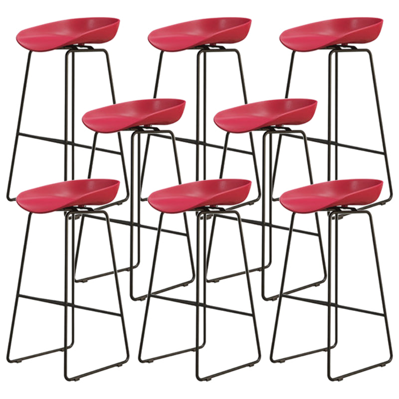 Modern Armless Backrest Counter Stool Iron Dessert Shop Bar Stool with Acrylic Seat Red 8 Piece Set Bar Stool(30"H) Clearhalo 'Bar Furniture' 'Bar Stools' 'bar_stools' 'furn' 'furn_bar_stools' 'Furniture' 'furniture_bar_stools' 'Kitchen & Dining Furniture' 5052555