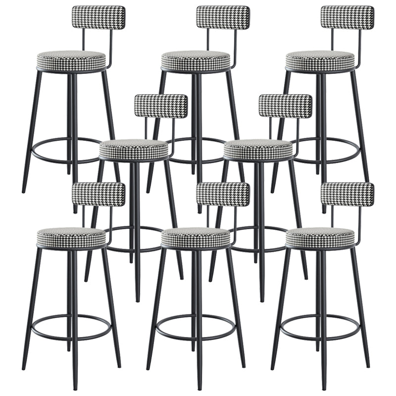 Modern Backrest Armless Counter Stool Iron Kitchen Bar Stool with Velvet Cushion Black White 8 Piece Set Clearhalo 'Bar Furniture' 'Bar Stools' 'bar_stools' 'furn' 'furn_bar_stools' 'Furniture' 'furniture_bar_stools' 'Kitchen & Dining Furniture' 5052598