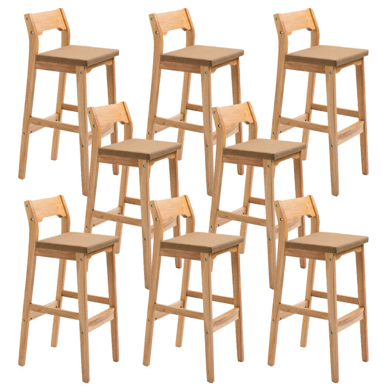 Modern Style Square Bar-stool Wooden Counter Bar Stool for Home Khaki 8 Piece Set Clearhalo 'Bar Furniture' 'Bar Stools' 'bar_stools' 'furn' 'furn_bar_stools' 'Furniture' 'furniture_bar_stools' 'Kitchen & Dining Furniture' 5052630