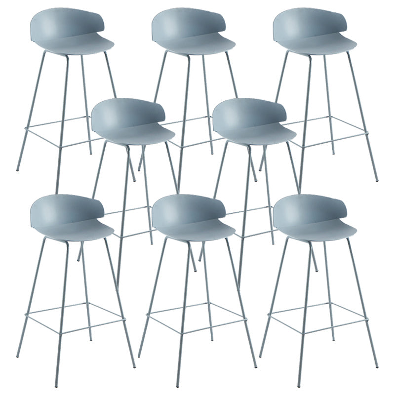 Nordic Style Metal Bar-stool Plastic Counter Bar Stool for Home Blue 8 Piece Set Clearhalo 'Bar Furniture' 'Bar Stools' 'bar_stools' 'furn' 'furn_bar_stools' 'Furniture' 'furniture_bar_stools' 'Kitchen & Dining Furniture' 5052666