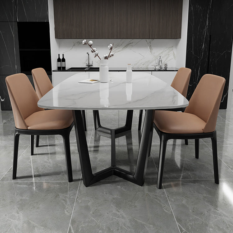 Modern Ash Wood Dinette Set 1/4/5 Pieces Rectangle Sintered Stone Top Dining Table Set 5 Pieces: Table, 4 Chairs Clearhalo 'Dining Room Sets' 'Dining Tables & Seating' 'dining_room_set' 'furn' 'furn_dining_room_set' 'Furniture' 'furniture_dining_room_set' 'Kitchen & Dining Furniture' 5052897