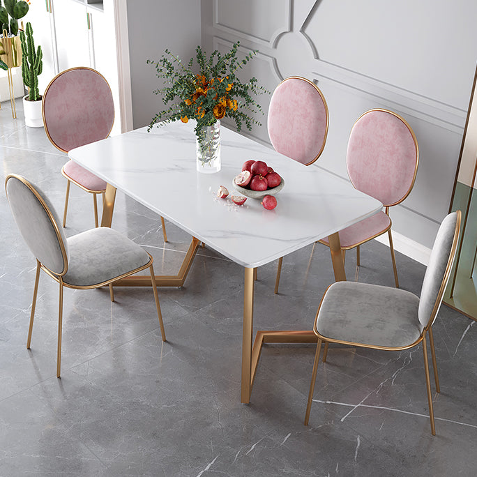 Stone Top Double Pedestal Table Traditional Luxury Rectangle White Dining Table White 63"L x 31.5"W x 29.5"H Without Chairs Clearhalo 'Dining Tables & Seating' 'Dining Tables' 'dining_table' 'furn' 'furn_dining_table' 'Furniture' 'furniture_dining_table' 'Kitchen & Dining Furniture' 5053432