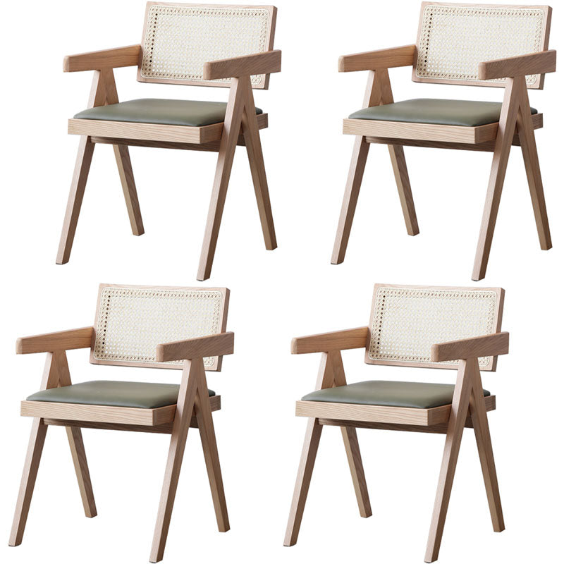 Modern Dining Room Dining Chairs Rubber Wood Dining Side Chairs Natural Upholstered Chair(s) 4 Piece Set Clearhalo 'Dining Chairs' 'Dining Tables & Seating' 'dining_chair' 'furn' 'furn_dining_chair' 'Furniture' 'furniture_dining_chair' 'Kitchen & Dining Furniture' 5053671