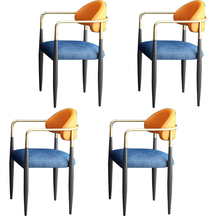 Contemporary Open Back Chair Upholstered Dining Side Chair for Indoor Blue-Orange 4 Piece Set Clearhalo 'Dining Chairs' 'Dining Tables & Seating' 'dining_chair' 'furn' 'furn_dining_chair' 'Furniture' 'furniture_dining_chair' 'Kitchen & Dining Furniture' 5053732