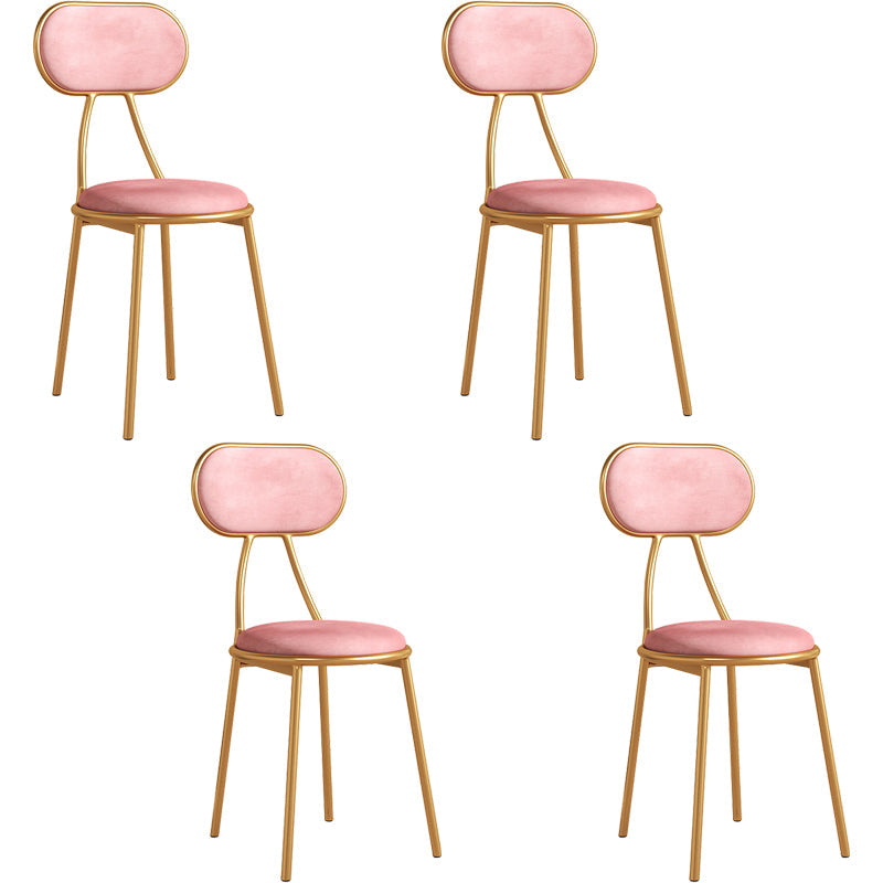 Glam Style Open Back Chair Upholstered Stackable Dining Side Chair Pink 4 Piece Set Clearhalo 'Dining Chairs' 'Dining Tables & Seating' 'dining_chair' 'furn' 'furn_dining_chair' 'Furniture' 'furniture_dining_chair' 'Kitchen & Dining Furniture' 5053758