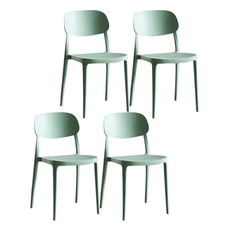 Plastic Scandinavian Armless Chair Indoor-Outdoor Open Back Chair Turquoise Plastic & Acrylic 4 Piece Set Clearhalo 'Dining Chairs' 'Dining Tables & Seating' 'dining_chair' 'furn' 'furn_dining_chair' 'Furniture' 'furniture_dining_chair' 'Kitchen & Dining Furniture' 5053873