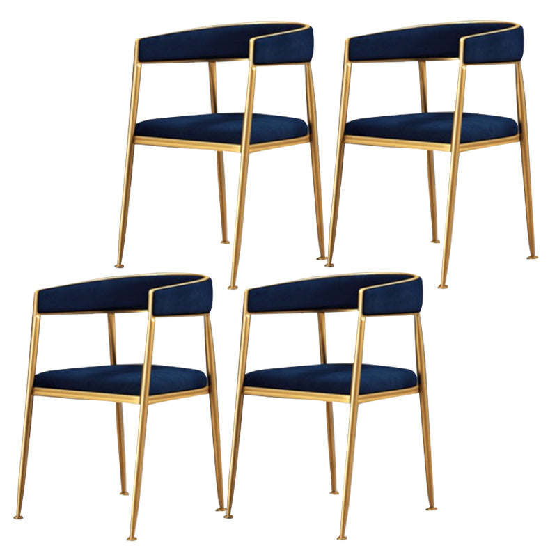 Glam Style Open Back Chair Upholstered Dining Arm Chair for Indoor Blue 4 Piece Set Clearhalo 'Dining Chairs' 'Dining Tables & Seating' 'dining_chair' 'furn' 'furn_dining_chair' 'Furniture' 'furniture_dining_chair' 'Kitchen & Dining Furniture' 5054061