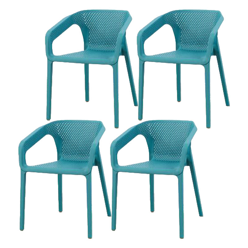 Plastic Contemporary Arm Chair Kitchen Dining Room Crossback Chair Dark Blue 4 Piece Set Clearhalo 'Dining Chairs' 'Dining Tables & Seating' 'dining_chair' 'furn' 'furn_dining_chair' 'Furniture' 'furniture_dining_chair' 'Kitchen & Dining Furniture' 5054104