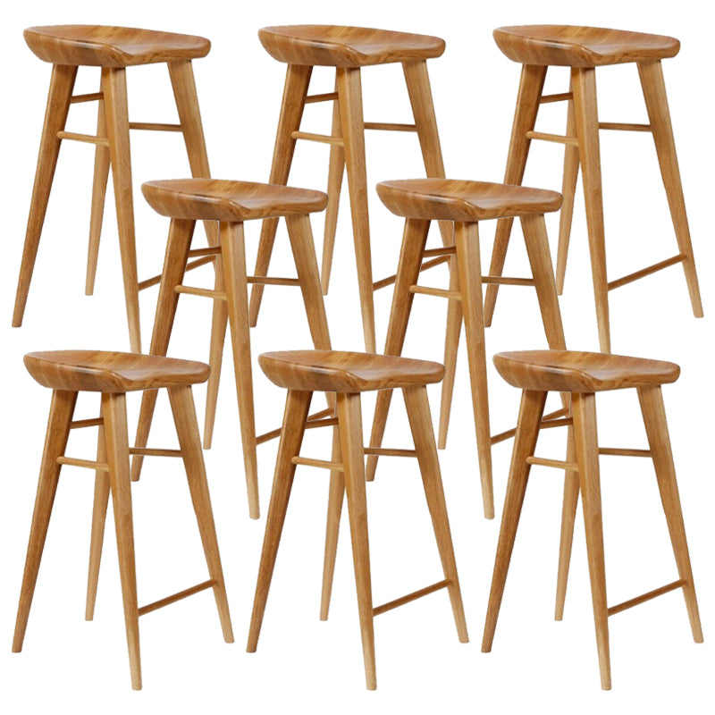 Modern Armless Counter Stool Wood Cafe Bar Stool with Wooden Seat and Pedal Light Brown 8 Piece Set Bar Stool(30"H) Clearhalo 'Bar Furniture' 'Bar Stools' 'bar_stools' 'furn' 'furn_bar_stools' 'Furniture' 'furniture_bar_stools' 'Kitchen & Dining Furniture' 5054833