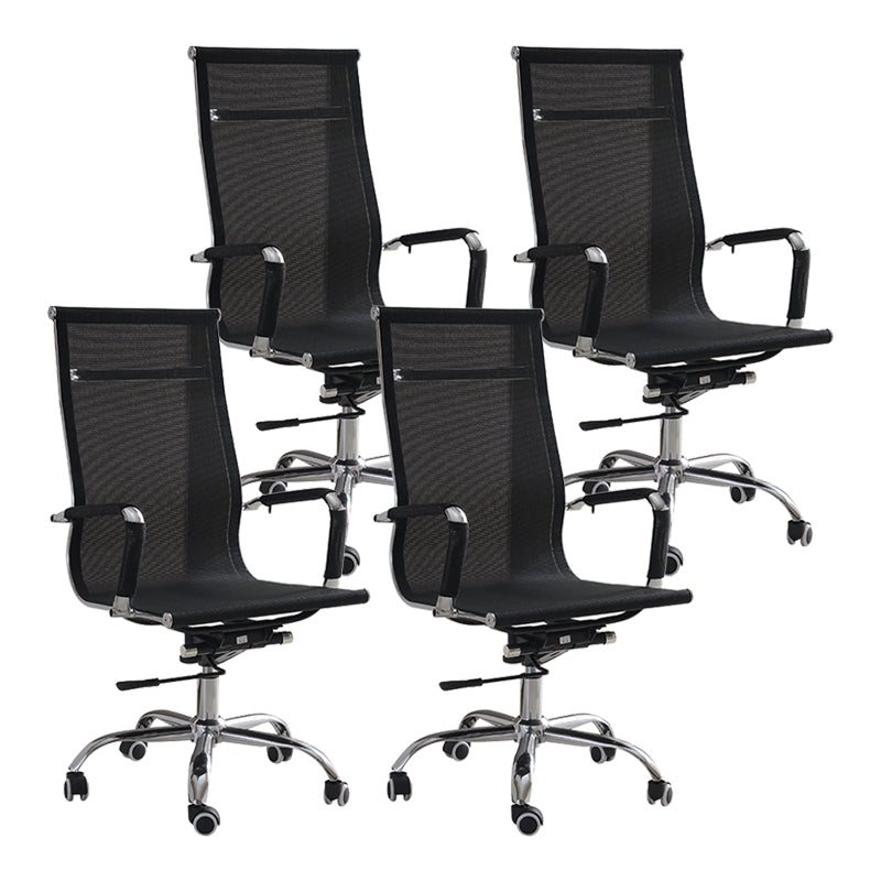 Modern & Contemporary Black Office Chair Fixed Arms Mesh Office Chair 4 Piece Set High-Back (Over 22 in.) Casters Included Clearhalo 'furn' 'furn_office_chair' 'Furniture' 'furniture_office_chair' 'Office Chairs' 'Office Furniture' 'office_chair' 5056751