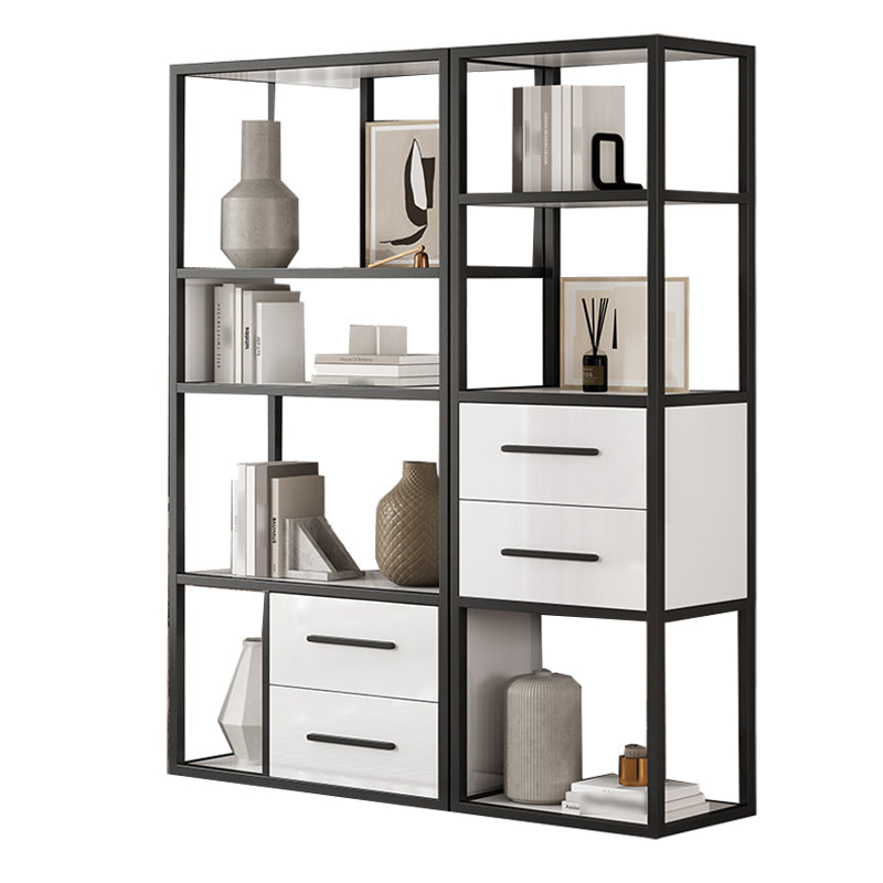 Glam Style Bookshelf Open Back Bookcase for Home Office and Study Room 59.1"L x 11.8"W x 70.9"H Black Clearhalo 'Bookcases' 'furn' 'furn_bookcases' 'Furniture' 'furniture_bookcases' 'Office Furniture' 5057575