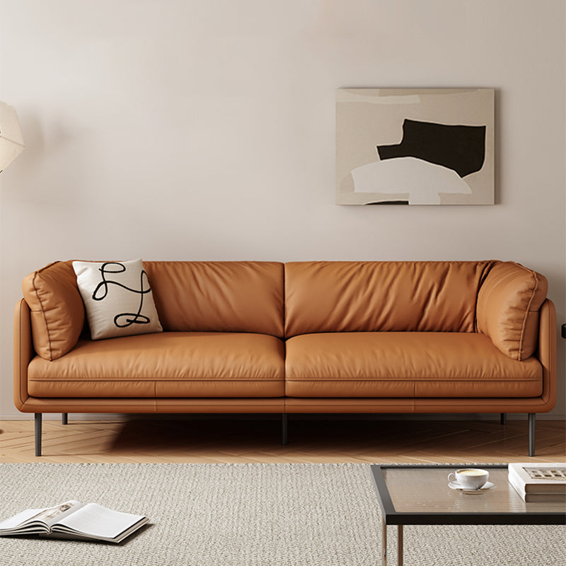 Glam Cushions Standard Pillow Top Arm Stationary Settee for Living Room 71"L x 39"W x 31.5"H Brown Clearhalo 'furn' 'furn_sofas' 'Furniture' 'furniture_sofas' 'Living Room Furniture' 'Sofa' 'sofas' 5057697