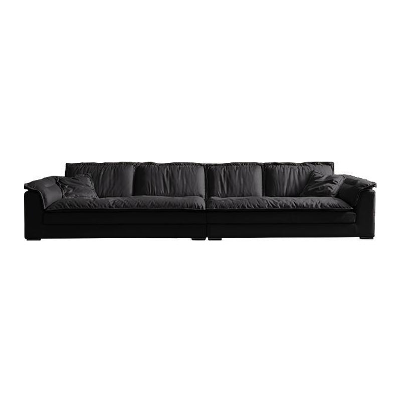 Contemporary Pillow Top Arm Sofa 30.7" H Faux Leather Sofa & Chaise 157.5"L x 47"W x 31"H Clearhalo 'furn' 'furn_sectionals' 'Furniture' 'furniture_sectionals' 'Living Room Furniture' 'Sectionals' 5057983