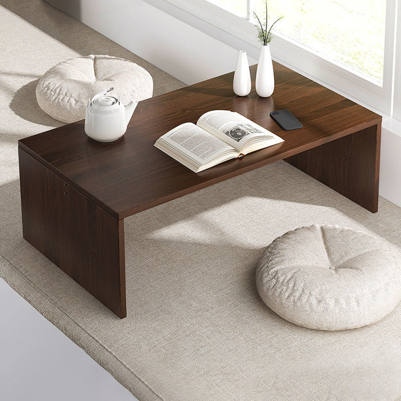 12.5"/15.7" Tall Modern Sled Base Wood Rectangular Table Top Coffee Table 39.5"L x 16"W x 16"H Walnut Shelves Not Included Clearhalo 'Coffee & Accent Tables' 'Coffee Tables' 'coffee_tables' 'furn' 'furn_coffee_tables' 'Furniture' 'furniture_coffee_tables' 'Living Room Furniture' 5058410