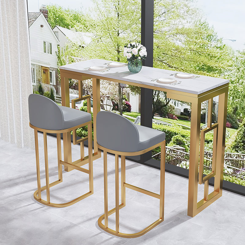 Living Room Counter Wine Table Rectangle Marble White Bar Height Pub Table 86.6"L x 15.7"W x 41.3"H Without Chairs Clearhalo 'Bar Furniture' 'Bar Tables' 'bar_tables' 'furn' 'furn_bar_tables' 'Furniture' 'furniture_bar_tables' 'Kitchen & Dining Furniture' 5061335