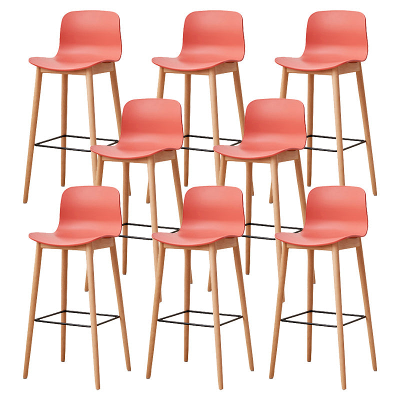 Modern Style Plastic Bar-stool Wooden Counter Bar Stool for Home Orange 8 Piece Set Bar Stool(30"H) Clearhalo 'Bar Furniture' 'Bar Stools' 'bar_stools' 'furn' 'furn_bar_stools' 'Furniture' 'furniture_bar_stools' 'Kitchen & Dining Furniture' 5061573