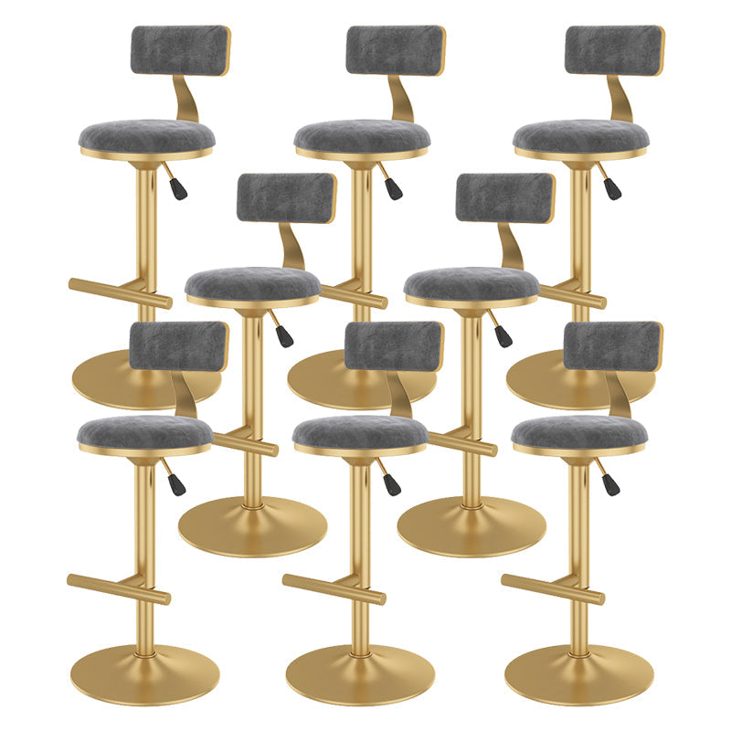 Glam Rotatable Backrest Counter Stool Steel Kitchen Bar Stool with Cushion and Pedal Silver Gray 8 Piece Set Counter Stool(26"H) Clearhalo 'Bar Furniture' 'Bar Stools' 'bar_stools' 'furn' 'furn_bar_stools' 'Furniture' 'furniture_bar_stools' 'Kitchen & Dining Furniture' 5061649