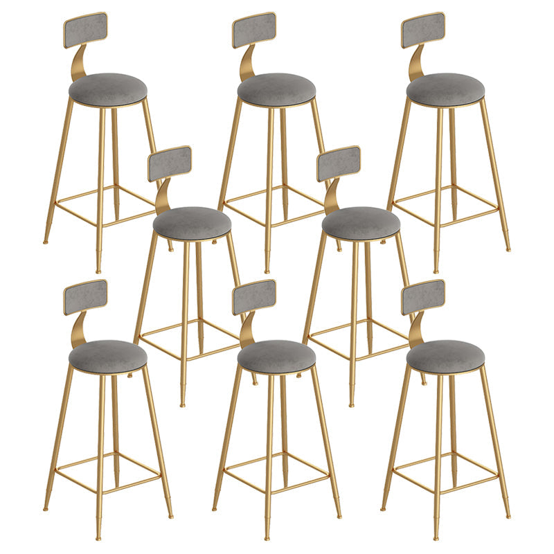 Scandinavian Footrest Counter Chair Low Back Round Upholstered Counter-height Stool Grey 8 Piece Set Clearhalo 'Bar Furniture' 'Bar Stools' 'bar_stools' 'furn' 'furn_bar_stools' 'Furniture' 'furniture_bar_stools' 'Kitchen & Dining Furniture' 5062298