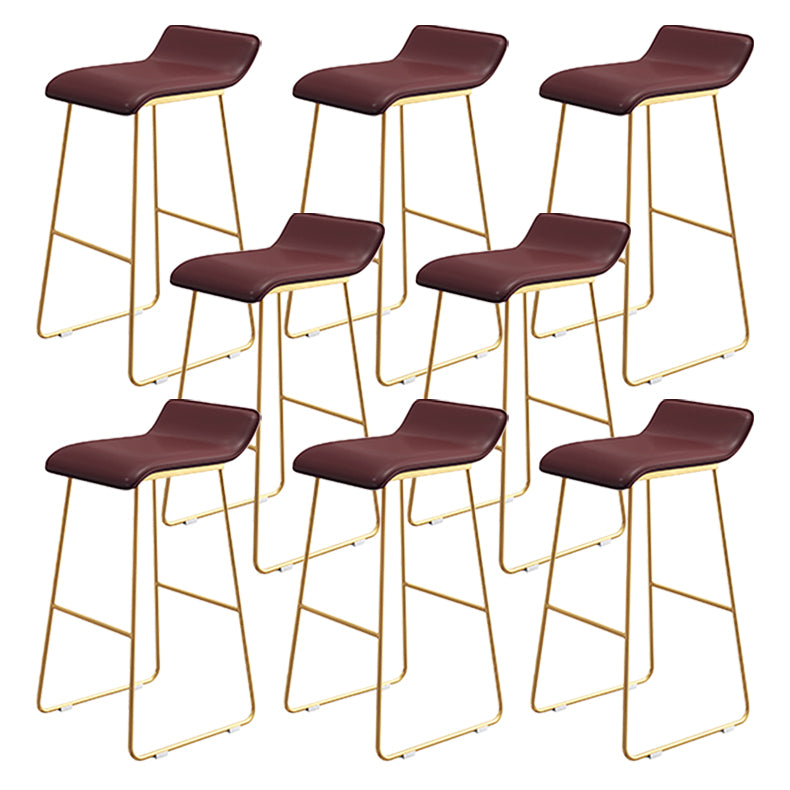 Coffee Shop Counter Stool Glam Metal Footrest Low Back Counter Stools Gold-Brown 8 Piece Set Clearhalo 'Bar Furniture' 'Bar Stools' 'bar_stools' 'furn' 'furn_bar_stools' 'Furniture' 'furniture_bar_stools' 'Kitchen & Dining Furniture' 5062331