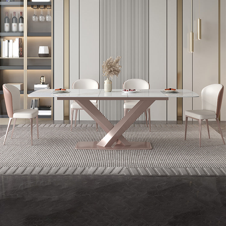 Extendable Sintered Stone Dining Set Rectangle 1/4/5/7 Pieces Kitchen Table with Chairs 5 Pieces: Table, 4 Chairs Clearhalo 'Dining Room Sets' 'Dining Tables & Seating' 'dining_room_set' 'furn' 'furn_dining_room_set' 'Furniture' 'furniture_dining_room_set' 'Kitchen & Dining Furniture' 5062355