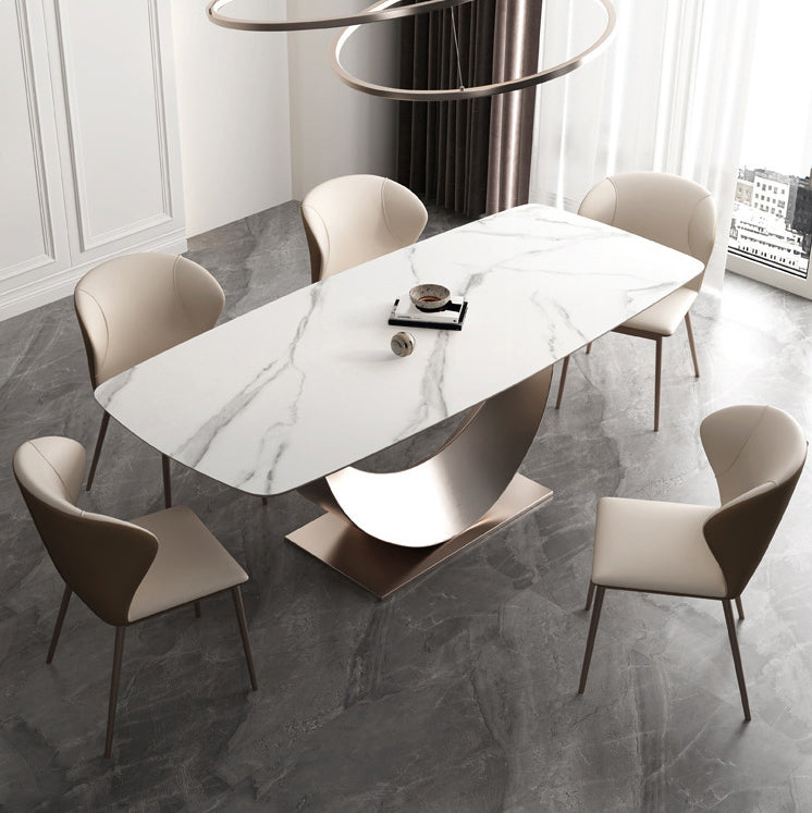 Modern Sintered Stone Top Dining Set Rectangle 1/4/5/6 Pieces Dining Room Table Set 6 Pieces: Table, 5 Chairs Clearhalo 'Dining Room Sets' 'Dining Tables & Seating' 'dining_room_set' 'furn' 'furn_dining_room_set' 'Furniture' 'furniture_dining_room_set' 'Kitchen & Dining Furniture' 5062663
