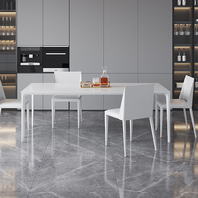 Modern Rectangle Dining Table Stone Top Metal Tripod Base Dining Table Clearhalo 'Dining Tables & Seating' 'Dining Tables' 'dining_table' 'Furniture' 'furniture_dining_table' 'Kitchen & Dining Furniture' 5062922