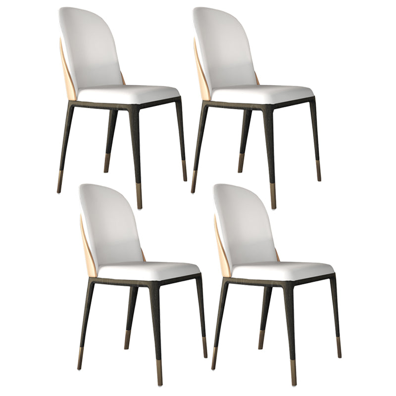 Armless Dining Chairs Modern Faux Leather Side Chairs for Home Black-White 4 Piece Set Clearhalo 'Dining Chairs' 'Dining Tables & Seating' 'dining_chair' 'furn' 'furn_dining_chair' 'Furniture' 'furniture_dining_chair' 'Kitchen & Dining Furniture' 5063116