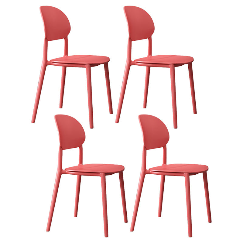 Plastic Scandinavian Armless Chair Kitchen Dining Room Open Back Chair Red Set of 4 Clearhalo 'Dining Chairs' 'Dining Tables & Seating' 'dining_chair' 'Furniture' 'furniture_dining_chair' 'Kitchen & Dining Furniture' 5063150