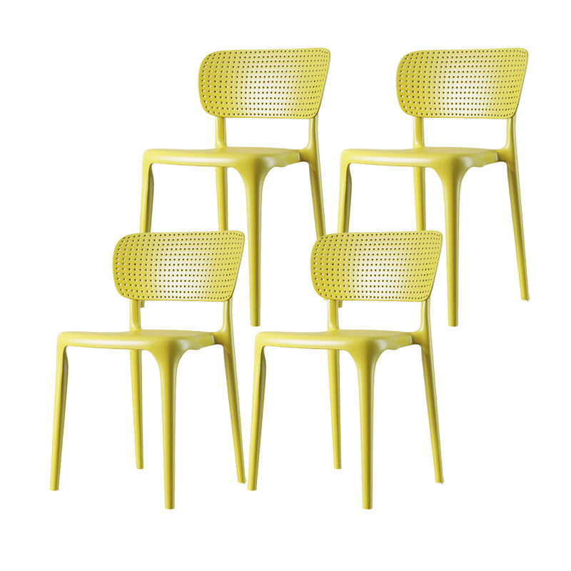 Scandinavian Plastic Armless Chair Dining Room Open Back Chair Light Yellow Set of 4 Clearhalo 'Dining Chairs' 'Dining Tables & Seating' 'dining_chair' 'Furniture' 'furniture_dining_chair' 'Kitchen & Dining Furniture' 5063428