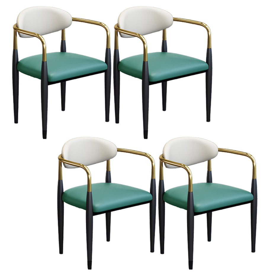 Modern Arm Chair Leather Open Back Dining Chair for Dining Room Green 4 Piece Set Clearhalo 'Dining Chairs' 'Dining Tables & Seating' 'dining_chair' 'furn' 'furn_dining_chair' 'Furniture' 'furniture_dining_chair' 'Kitchen & Dining Furniture' 5063622
