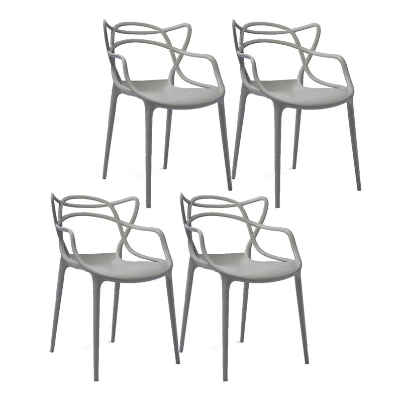 Contemporary Style Dining Armchair Plastic Open Back Dining Chair Dark Gray 4 Piece Set Clearhalo 'Dining Chairs' 'Dining Tables & Seating' 'dining_chair' 'furn' 'furn_dining_chair' 'Furniture' 'furniture_dining_chair' 'Kitchen & Dining Furniture' 5063635