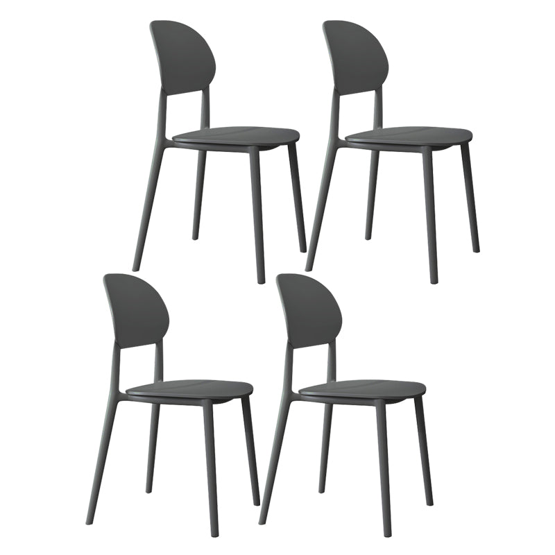 Contemporary Style Side Chair Plastic Open Back Dining Side Chair Grey 4 Piece Set Clearhalo 'Dining Chairs' 'Dining Tables & Seating' 'dining_chair' 'furn' 'furn_dining_chair' 'Furniture' 'furniture_dining_chair' 'Kitchen & Dining Furniture' 5064643