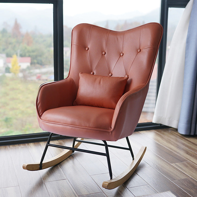 25.9"Wide Wingback Chair with Sled Base Tufted Back Arm Chair Khaki Clearhalo 'Accent Chairs' 'accent_chairs' 'Chairs & Seating' 'Furniture' 'furniture_accent_chairs' 'Living Room Furniture' 5072216