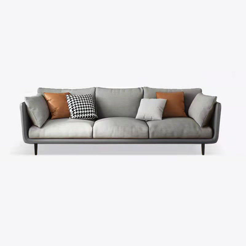 3 Seater 33.4"H Faux Leather Square Arm Sofa for Living Room Black-Gray Clearhalo 'furn' 'furn_sofas' 'Furniture' 'furniture_sofas' 'Living Room Furniture' 'Sofa' 'sofas' 5072443