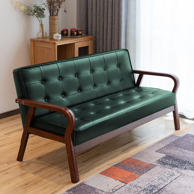 29.5"H Faux Leather Tuxedo Solid Color Square Arm Sofa for Living Room Green Brown Clearhalo 'furn' 'furn_sofas' 'Furniture' 'furniture_sofas' 'Living Room Furniture' 'Sofa' 'sofas' 5072489