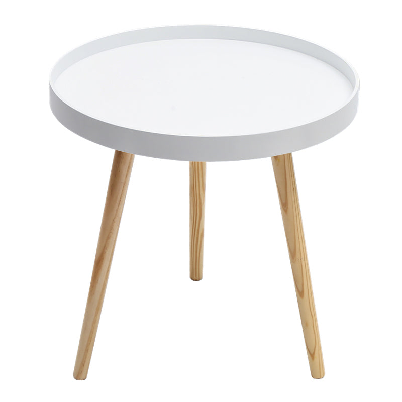 19.6"H Modern 3 Legs Wood Base Plastic Round Tray Top Coffee Table White Clearhalo 'Coffee & Accent Tables' 'Coffee Tables' 'coffee_tables' 'furn' 'furn_coffee_tables' 'Furniture' 'furniture_coffee_tables' 'Living Room Furniture' 5072992